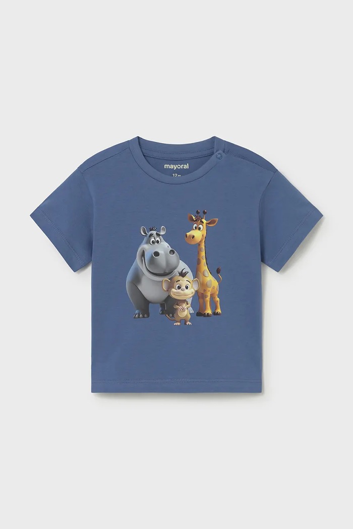 Mayoral tricou de bumbac pentru copii print albastru 1008.3F.Baby.PPY2