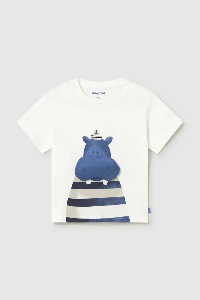 Mayoral t-shirt bawełniany dziecięcy nadruk biały 1011.3G.Baby.PPY2