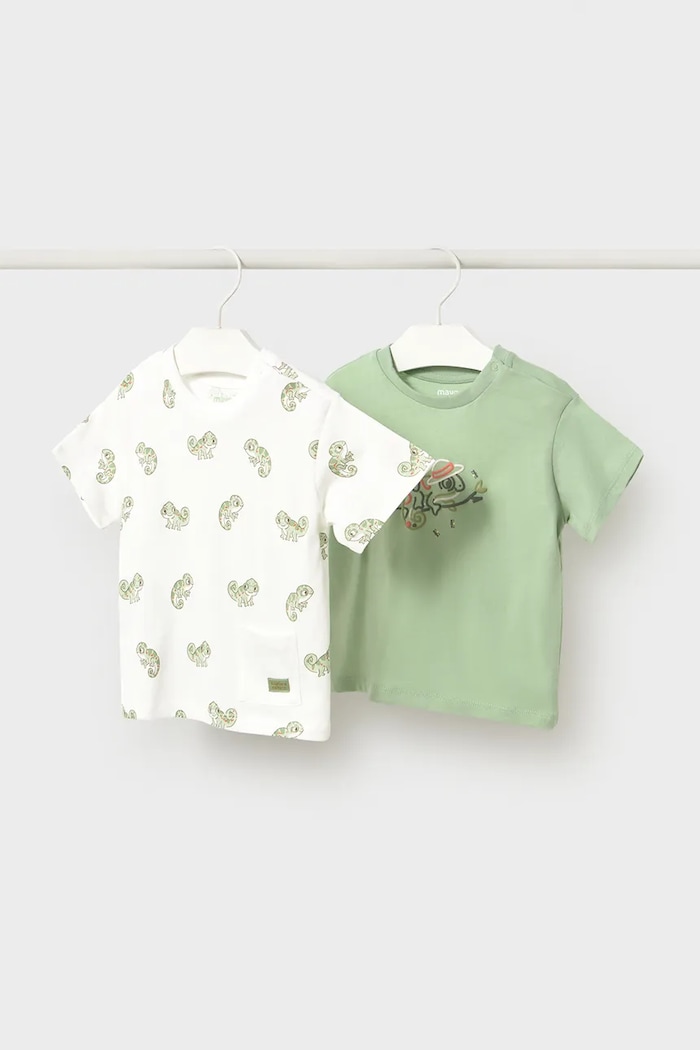 Mayoral tricou de bumbac pentru copii 2-pack print verde 1012.3H.Baby.PPY2