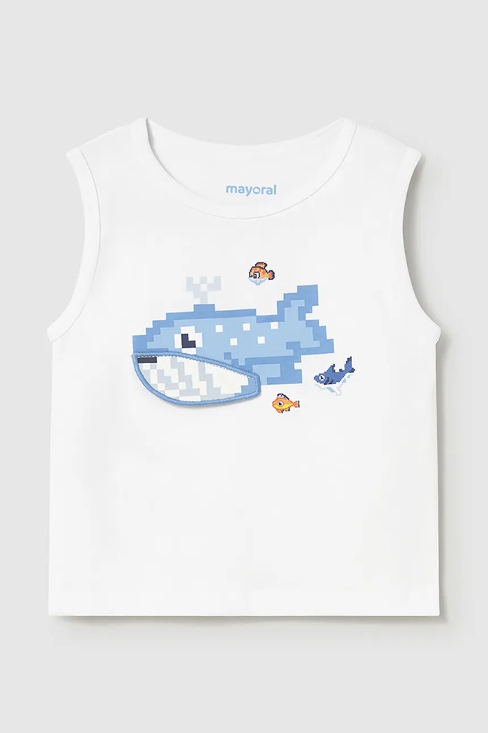 Mayoral tricou copii print alb 1018.3D.Baby.PPY2