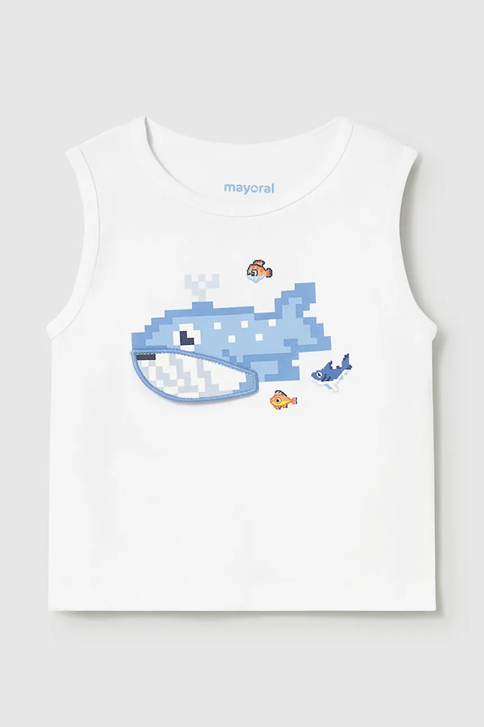 Mayoral tricou copii print alb 1018.3D.Baby.PPY2