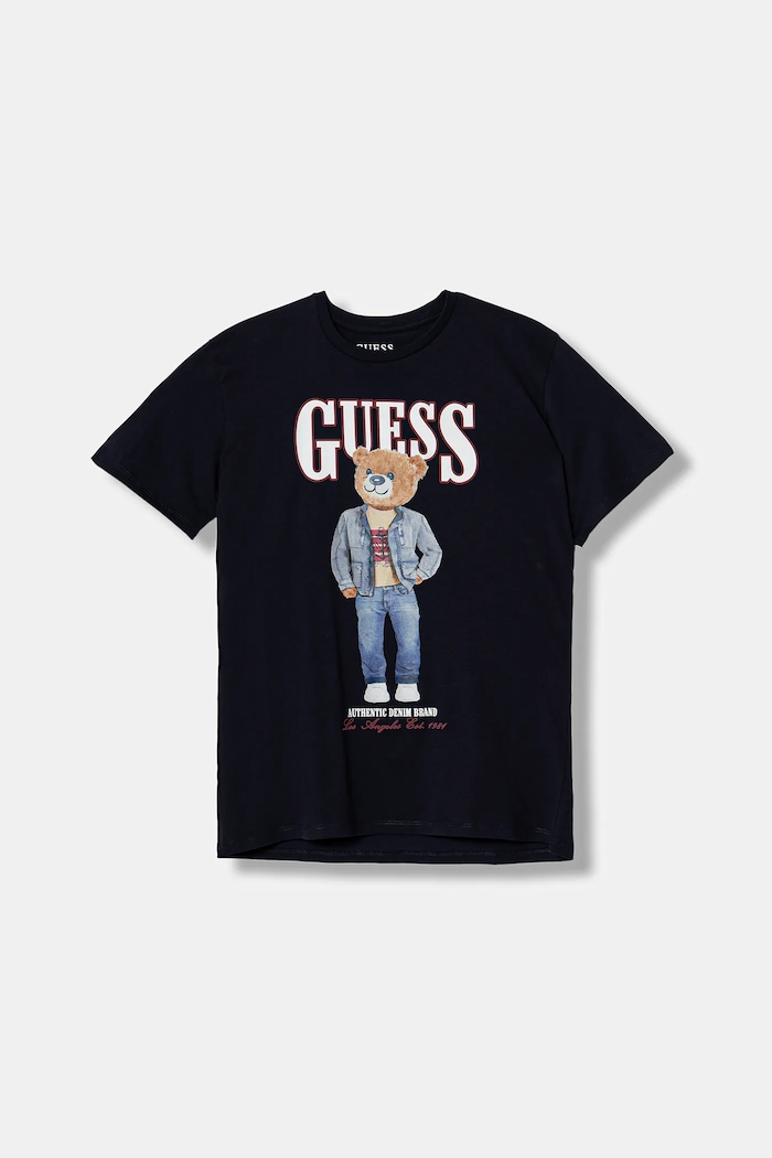Detské bavlnené tričko Guess bavlna tmavomodrá L6RI11.K8HM4.PPY2