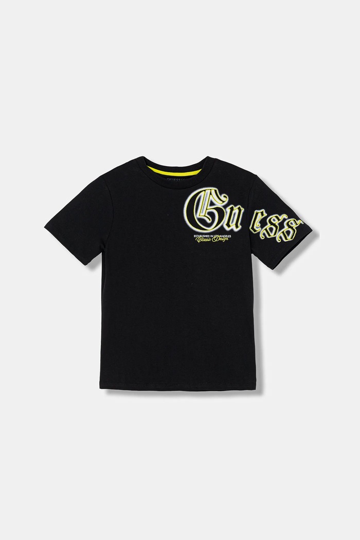 Guess tricou de bumbac pentru copii imprimeu negru L6RI12.K8HM4.PPY2