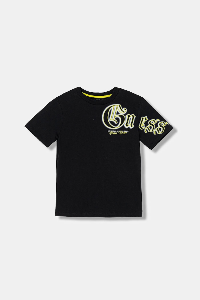Guess tricou de bumbac pentru copii imprimeu negru L6RI12.K8HM4.PPY2