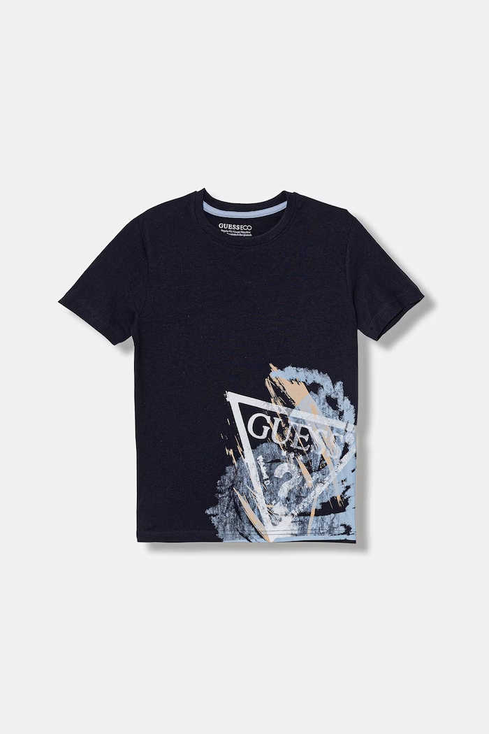 Guess t-shirt bawełniany dziecięcy nadruk granatowy L6RI14.K8HM4.PPY2