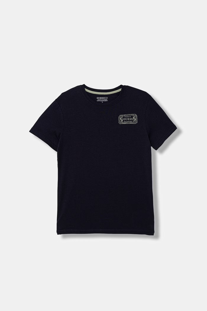 Guess t-shirt bawełniany dziecięcy nadruk granatowy L6RI20.K8HM4.PPY2