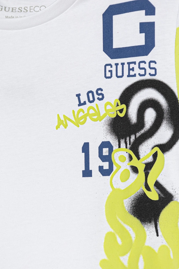Αγορίστικα Παιδικό βαμβακερό μπλουζάκι Guess N6RI07.K8HM4.PPY2 λευκό