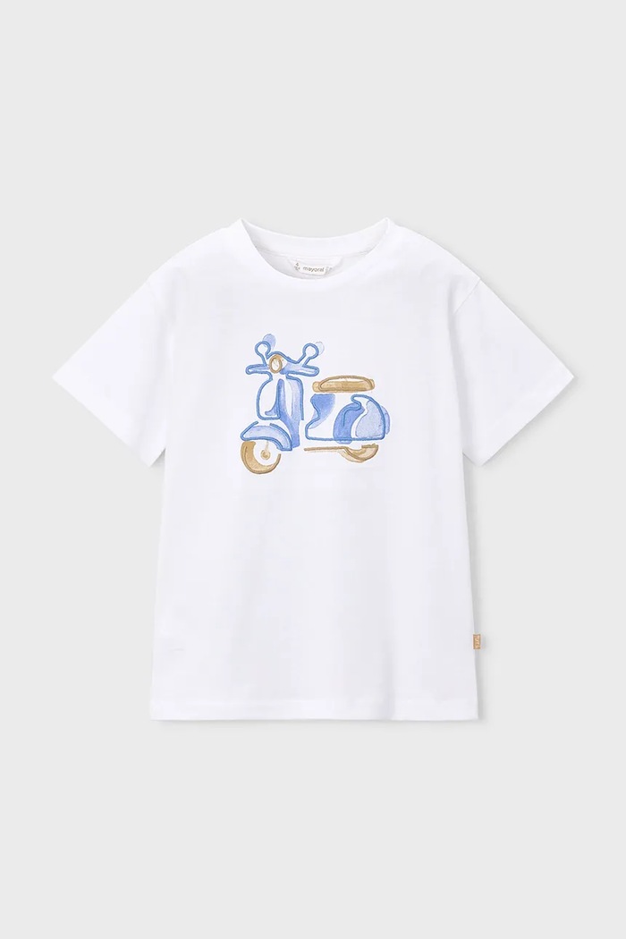 Mayoral tricou de bumbac pentru copii print alb 3060.5C.Mini.PPY2