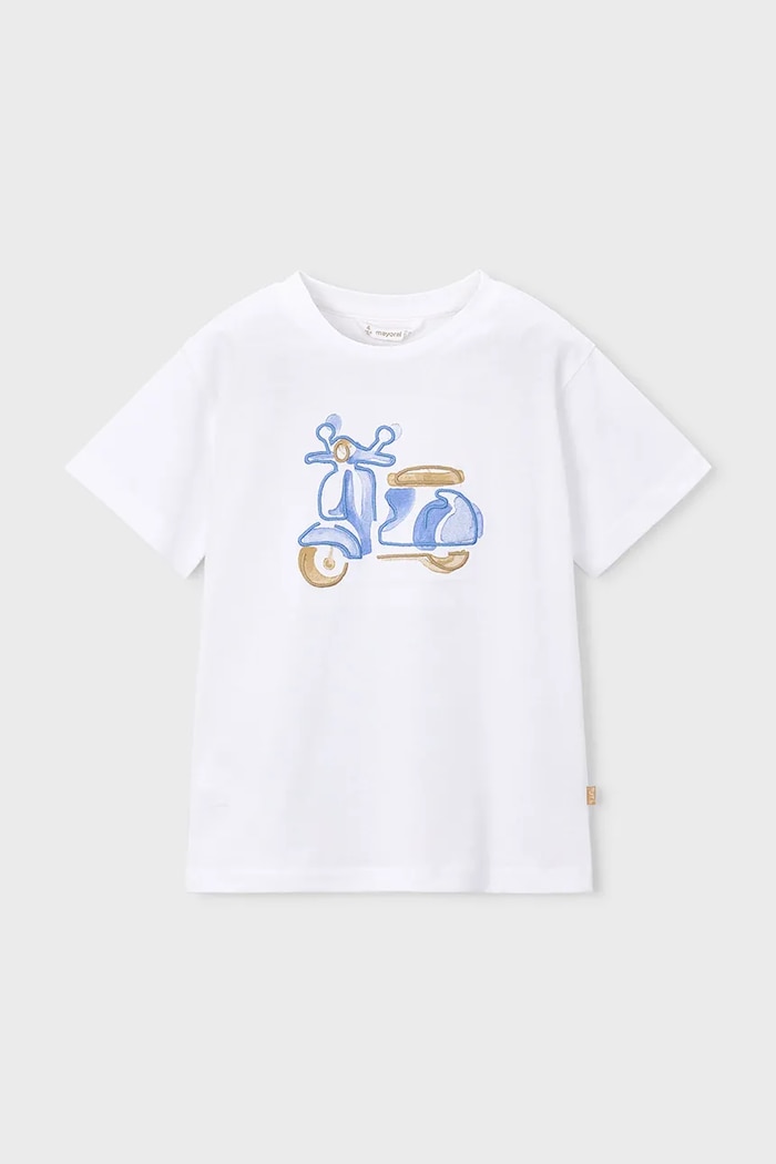 Mayoral tricou de bumbac pentru copii print alb 3060.5C.Mini.PPY2