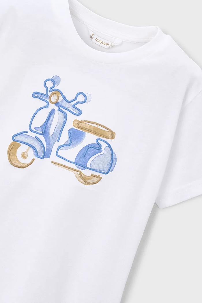 Băieți Mayoral tricou de bumbac pentru copii 3060.5C.Mini.PPY2 alb