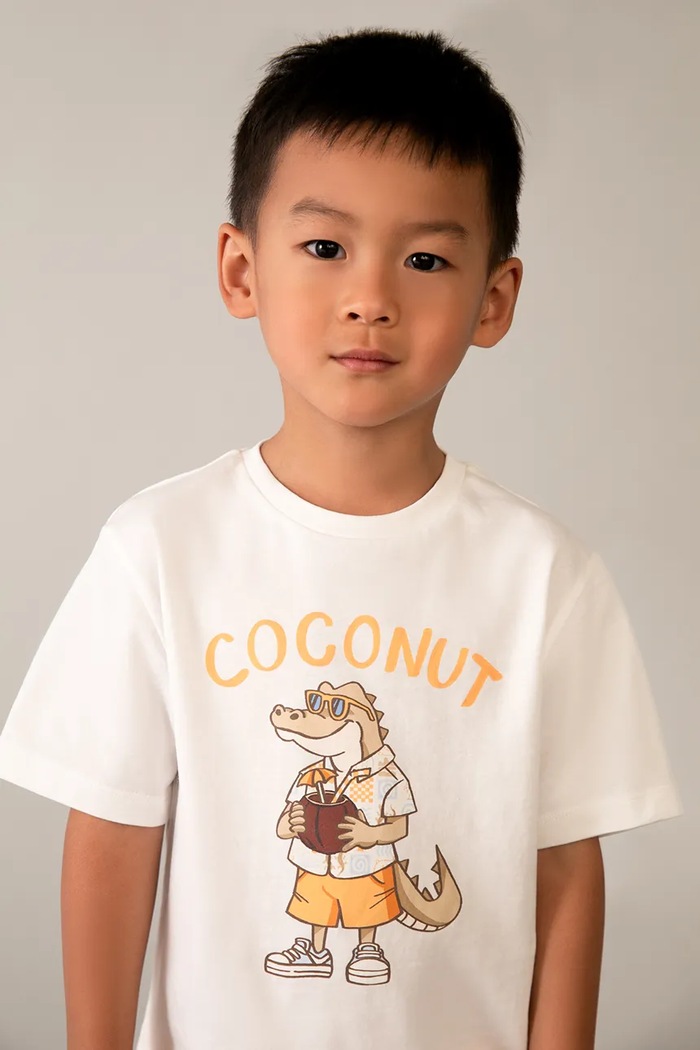Mayoral t-shirt bawełniany dziecięcy nadruk beżowy 3062.5D.Mini.PPY2