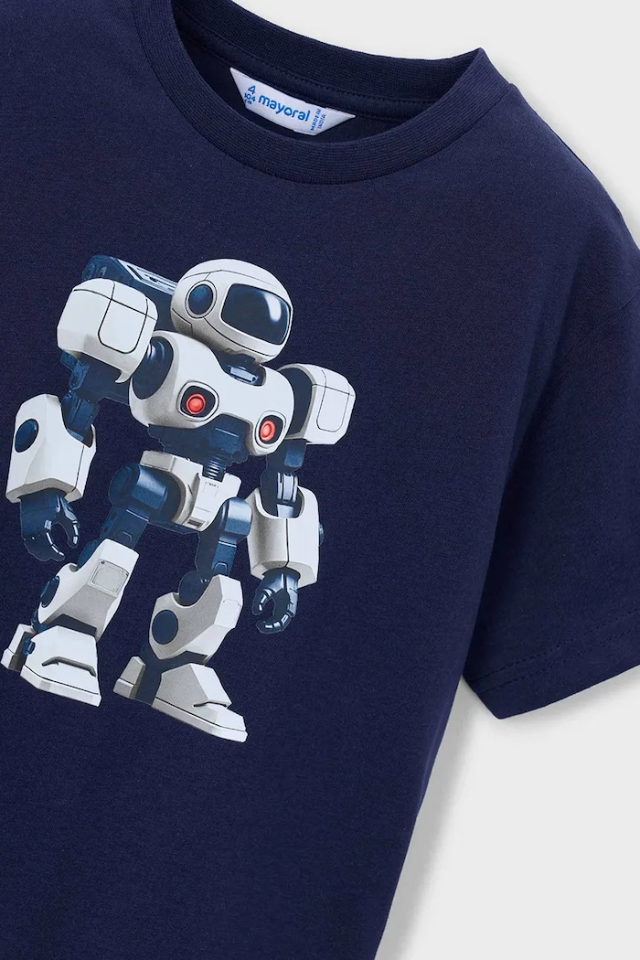 Chłopiec Mayoral t-shirt bawełniany dziecięcy 3066.5E.Mini.PPY2 granatowy