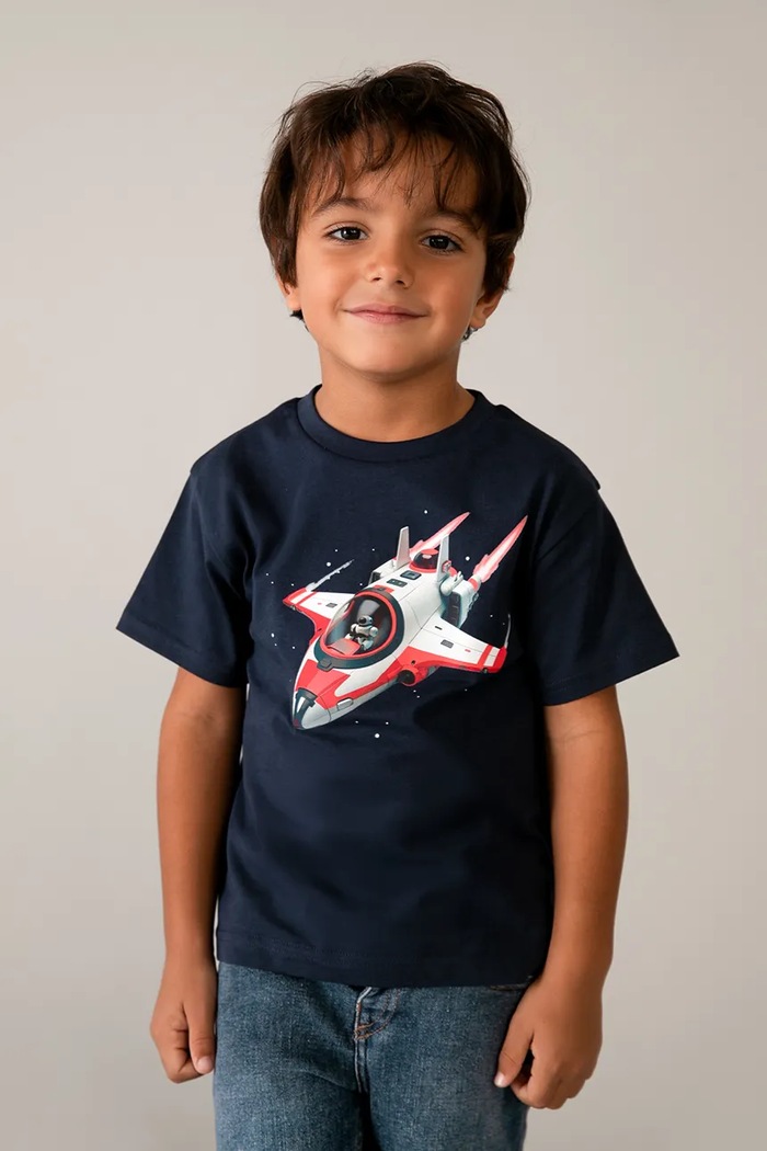Mayoral t-shirt bawełniany dziecięcy nadruk granatowy 3067.5E.Mini.PPY2