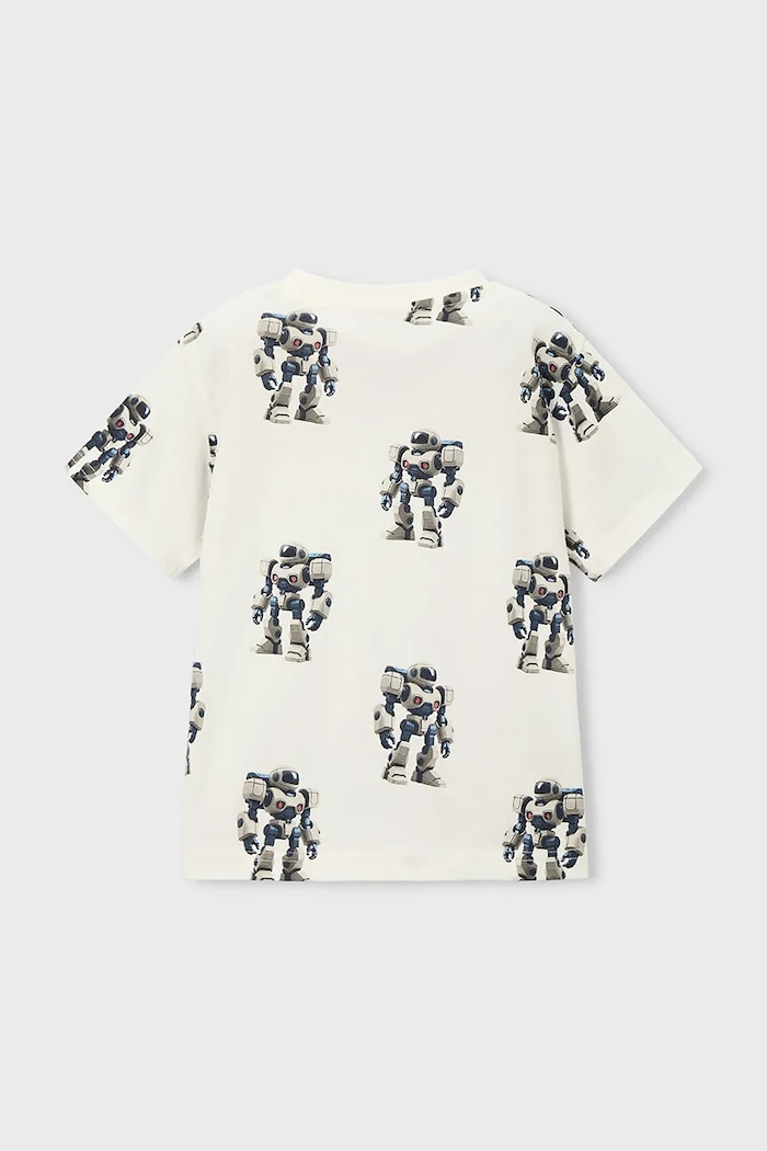 Băieți Mayoral tricou de bumbac pentru copii 3068.5F.Mini.PPY2 alb