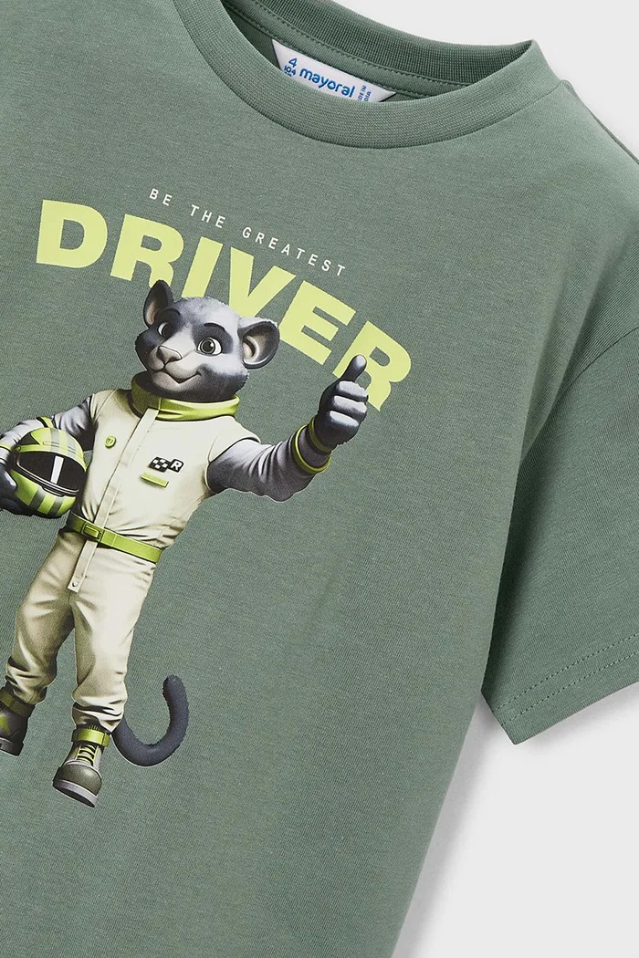 Mayoral t-shirt bawełniany dziecięcy zielony 3070.5F.Mini.PPY2