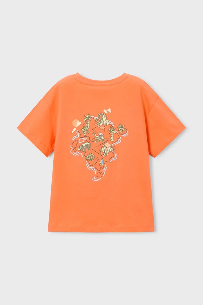 Chłopiec Mayoral t-shirt bawełniany dziecięcy 3078.5H.Mini.PPY2 pomarańczowy