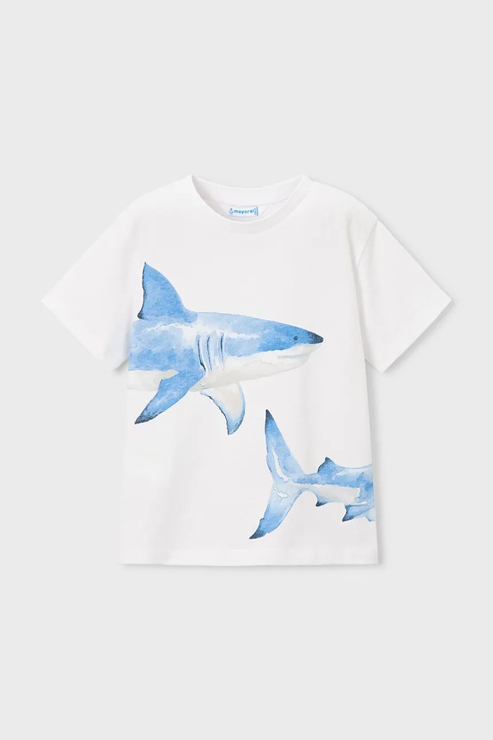 Mayoral tricou de bumbac pentru copii 3080.5J.Mini.PPY2 alb SS26