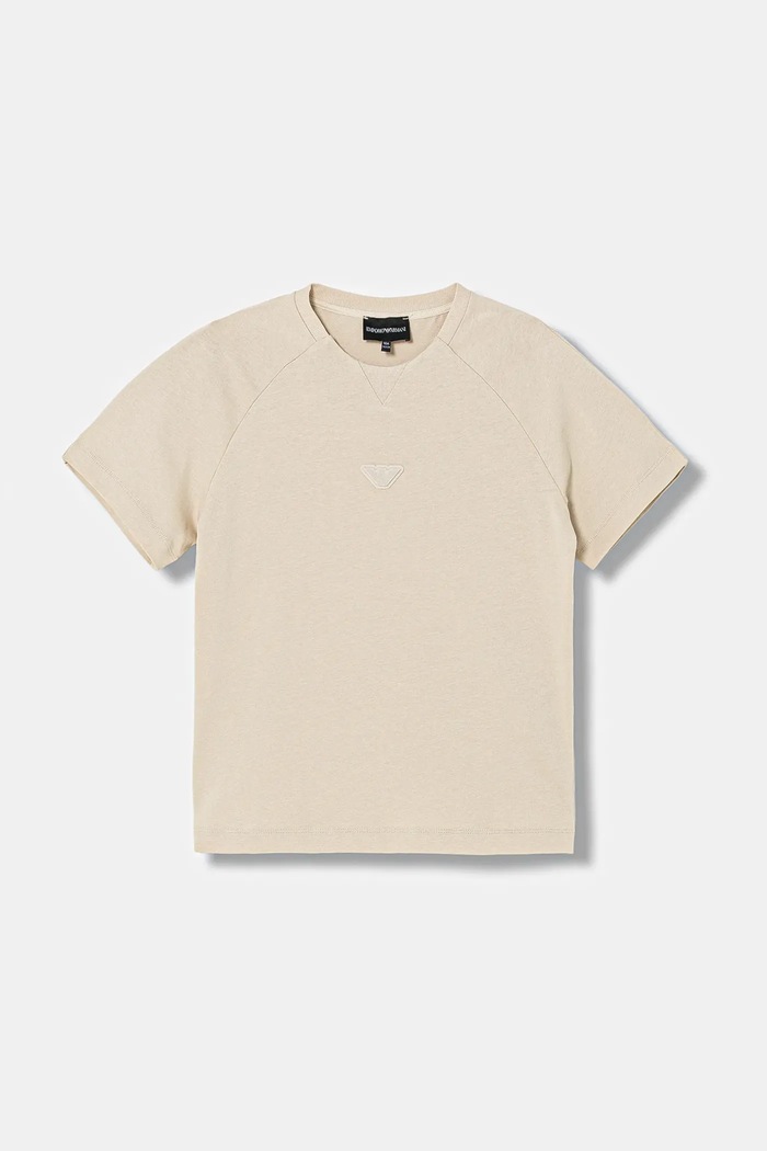 Dětské bavlněné tričko Emporio Armani EB000943.AF13715 béžová SS26