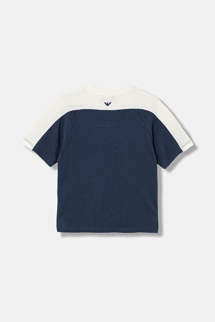 Otroška bombažna kratka majica Emporio Armani EB000946.AF21879 mornarsko modra SS26