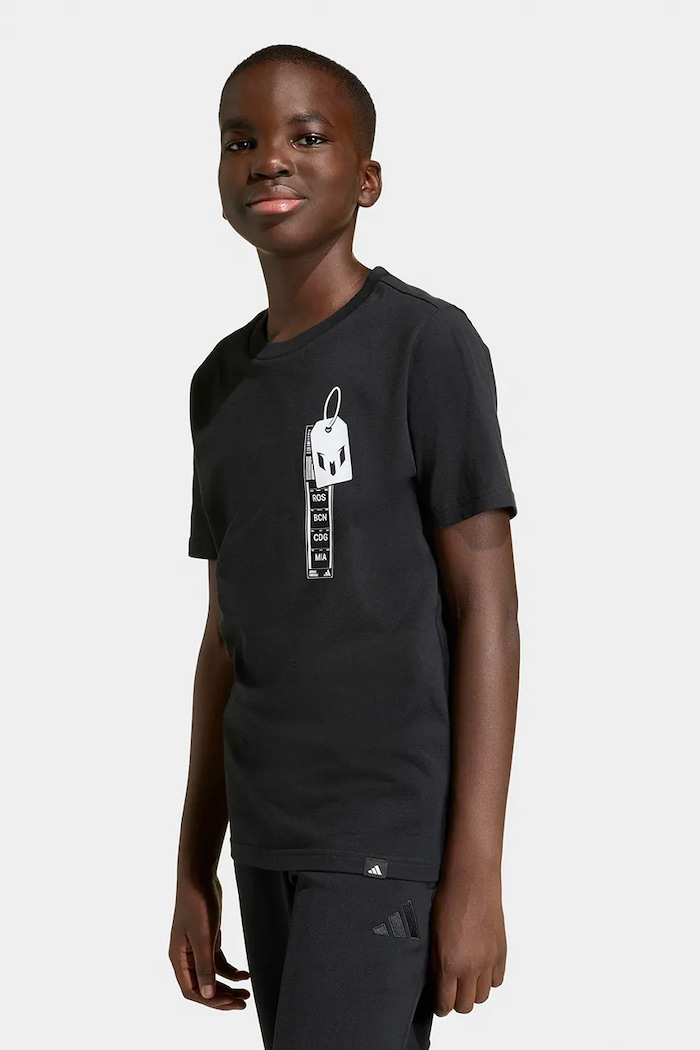 adidas Performance t-shirt bawełniany dziecięcy MESSI nadruk czarny KB9476