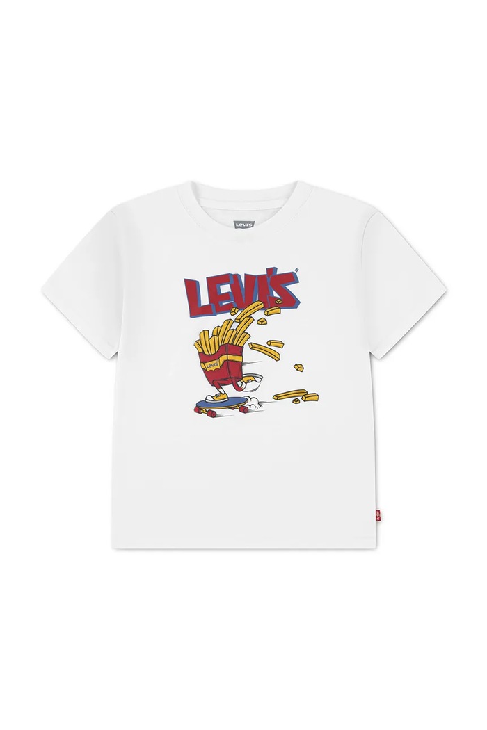 Chłopiec Levi's t-shirt dziecięcy FRIES ON THE LOOSE TEE 8EP641 biały
