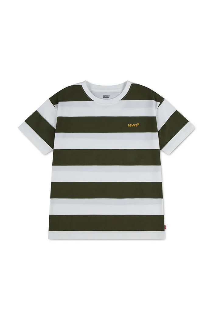 Levi's T-shirt dziecięcy z bawełną BIG STRIPE TEE zielony 9EP864