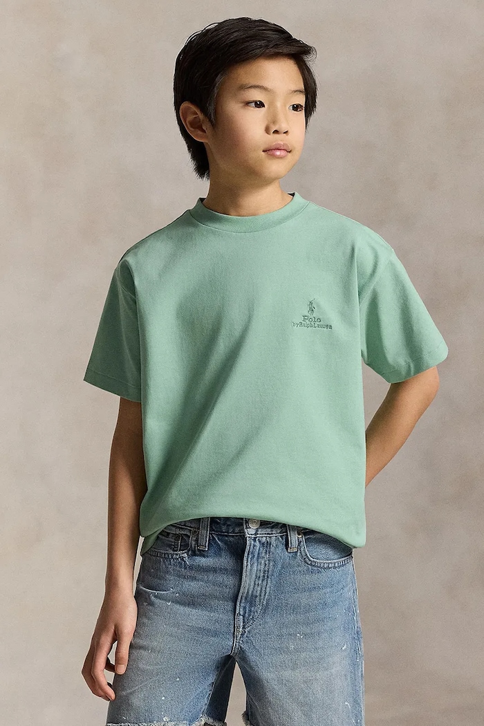 Detské bavlnené tričko Polo Ralph Lauren nášivka tyrkysová 323A12286002