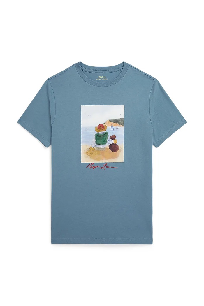 Polo Ralph Lauren t-shirt bawełniany dziecięcy nadruk niebieski 323A12424001