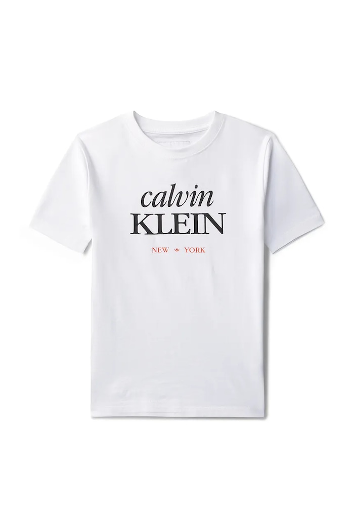 Calvin Klein Jeans tricou pentru copii, din bumbac LVCKSJA07B.104.116.PPY2 alb SS26