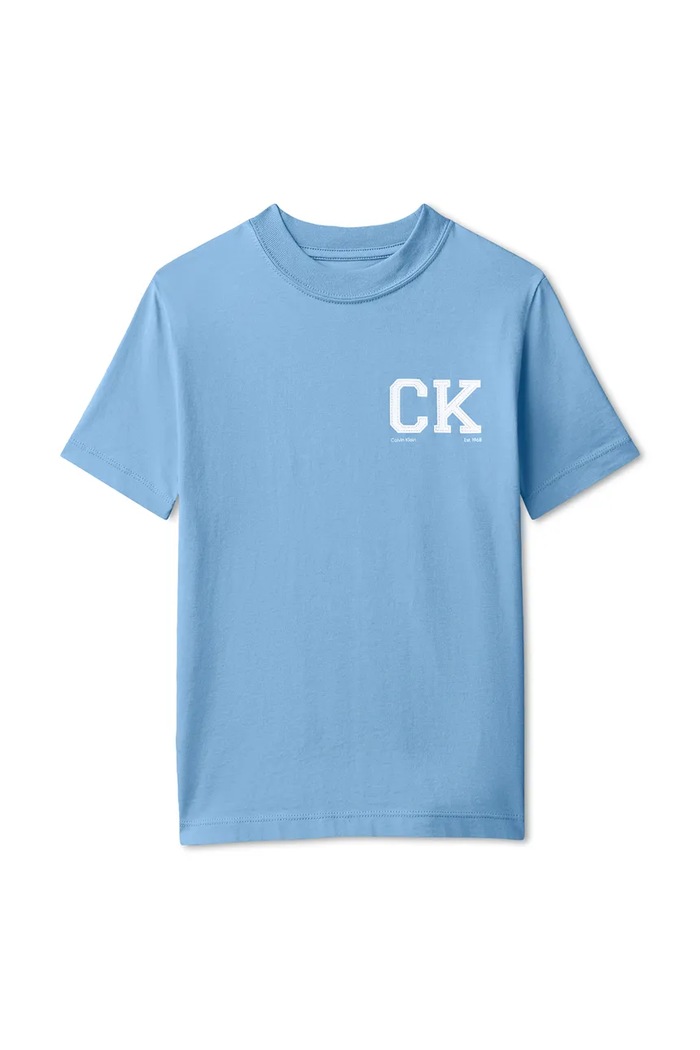 Calvin Klein Jeans T-shirt dziecięcy bawełniany LVCKSJA09B.104.116.PPY2 niebieski SS26