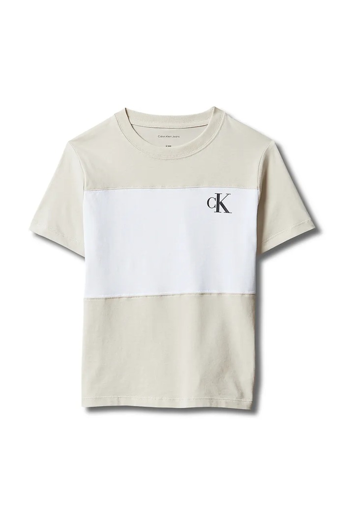 Calvin Klein Jeans T-shirt dziecięcy bawełniany 2-pack LVCKSJA46B.104.116.PPY2 beżowy SS26