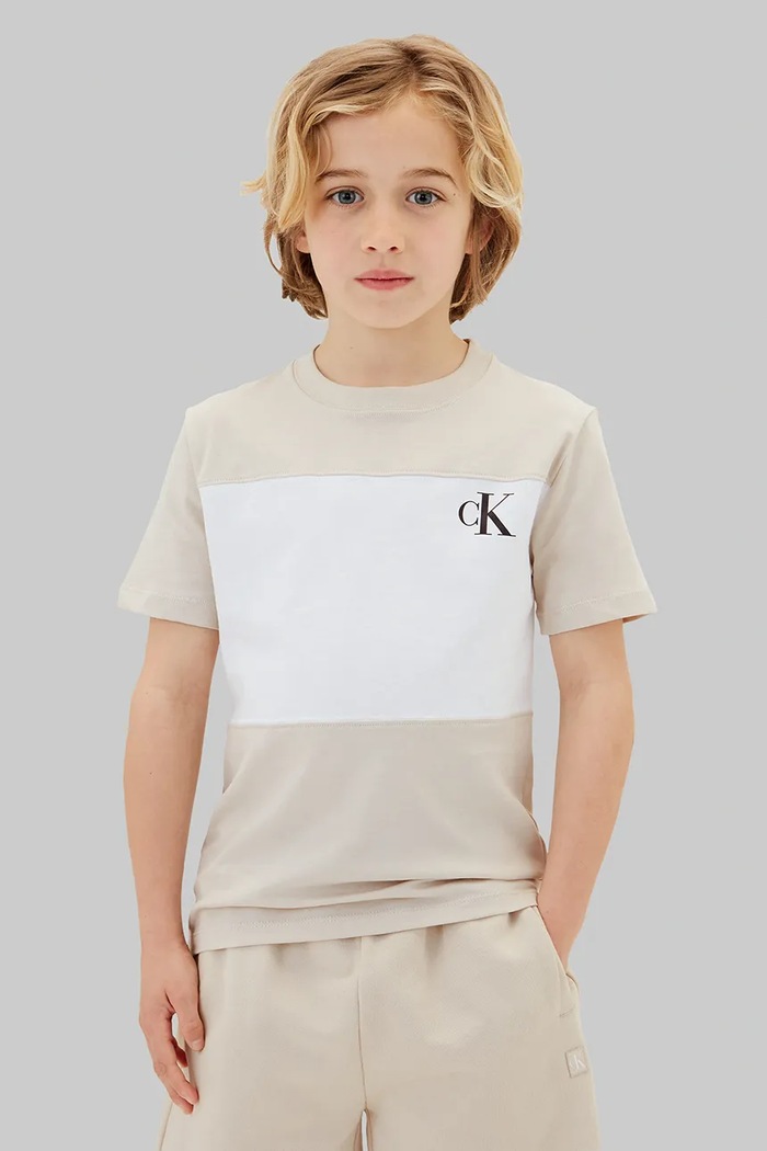 Calvin Klein Jeans T-shirt dziecięcy bawełniany 2-pack beżowy LVCKSJA46B.128.176.PPY2