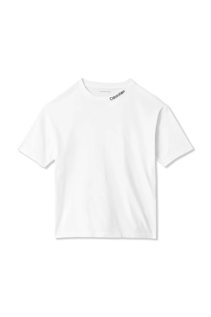 Calvin Klein Jeans T-shirt basic dziecięcy bawełniany LV1CKSJA28.128.176.PPY2 biały SS26