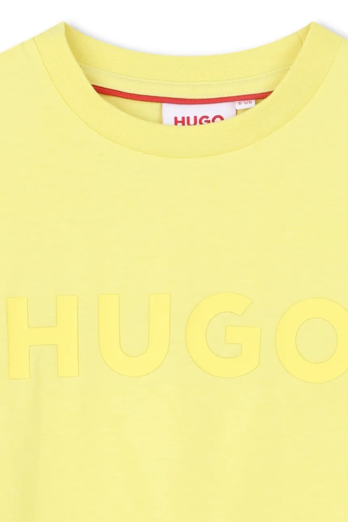 Chlapec Detské bavlnené tričko HUGO G01014.102.108 žltá