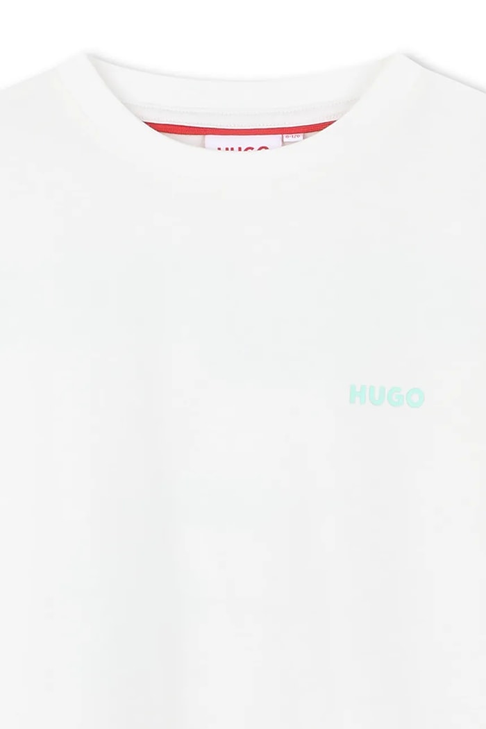 Παιδικό βαμβακερό μπλουζάκι HUGO μπεζ G01023.114.150