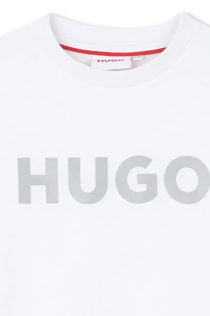 Chlapec Detské bavlnené tričko HUGO G01016.102.108 biela