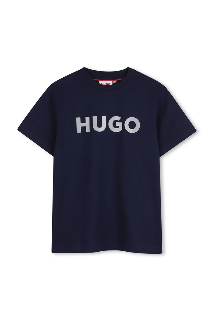 Detské bavlnené tričko HUGO bavlna tmavomodrá G01016.162.174