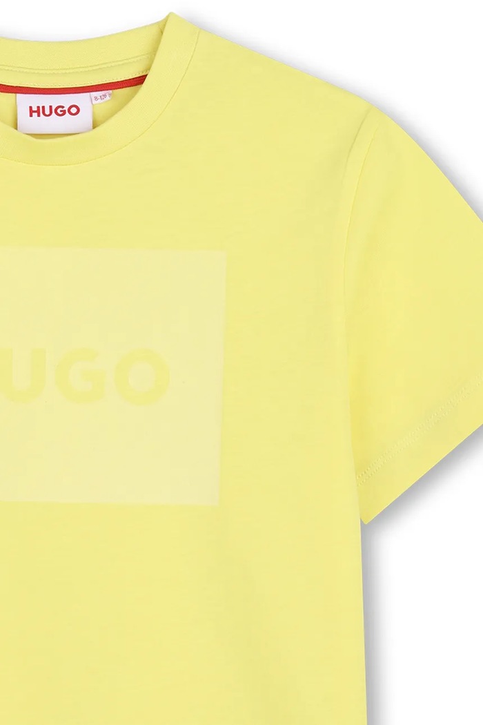 Chlapec Detské bavlnené tričko HUGO G01200.114.150 žltá