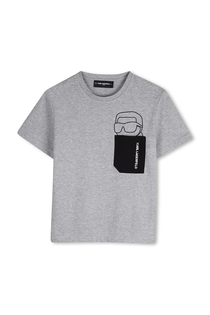 Detské bavlnené tričko Karl Lagerfeld melanž sivá Z31097.114.150