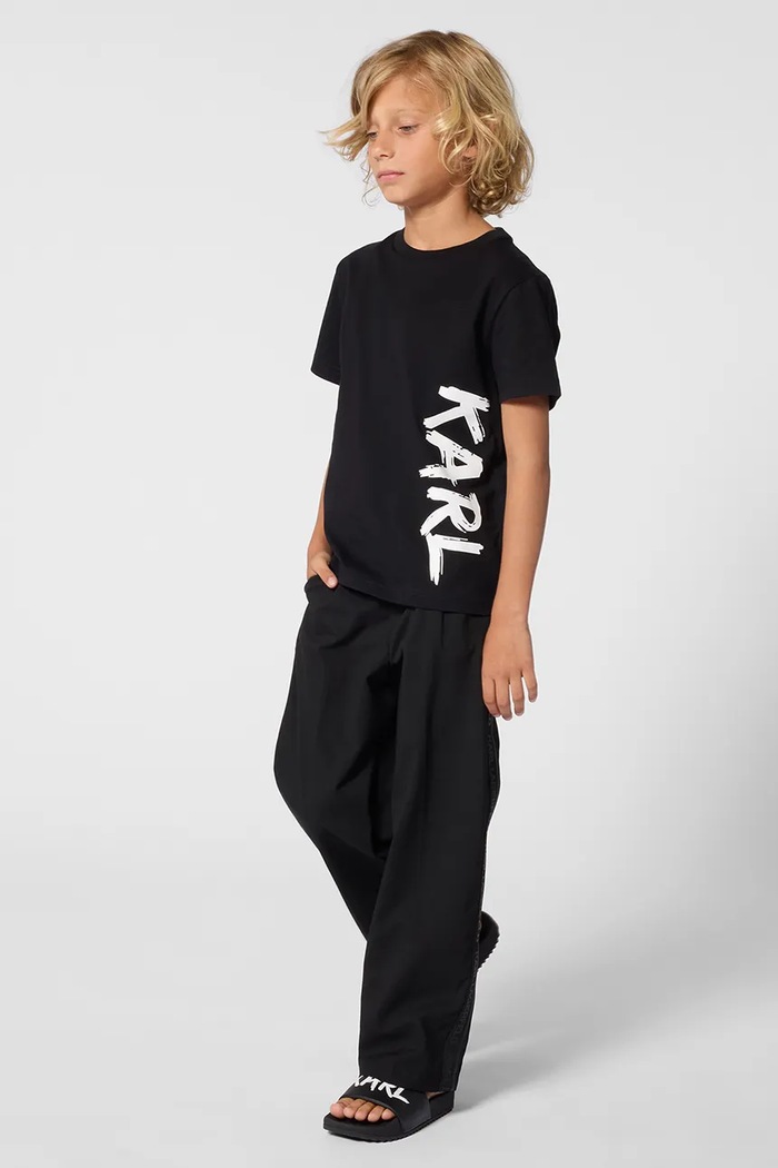 Karl Lagerfeld t-shirt bawełniany dziecięcy nadruk czarny Z31095.114.150