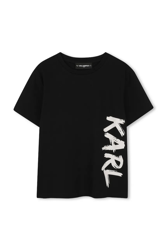 Karl Lagerfeld t-shirt bawełniany dziecięcy Z31095.114.150 czarny SS26