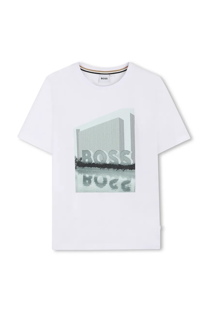 Detské bavlnené tričko BOSS J52977.102.108 biela SS26