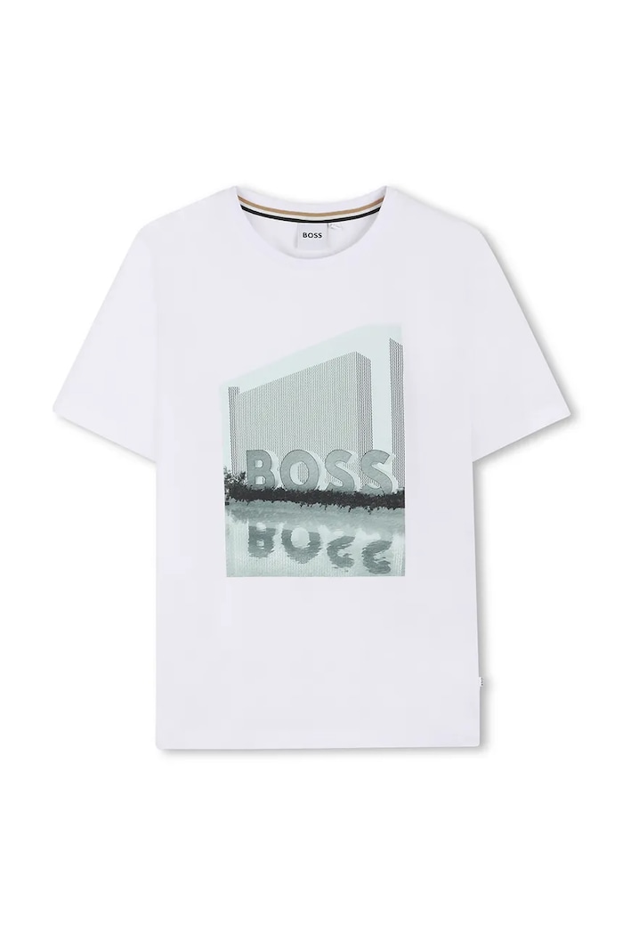 Detské bavlnené tričko BOSS J52977.114.50 biela SS26