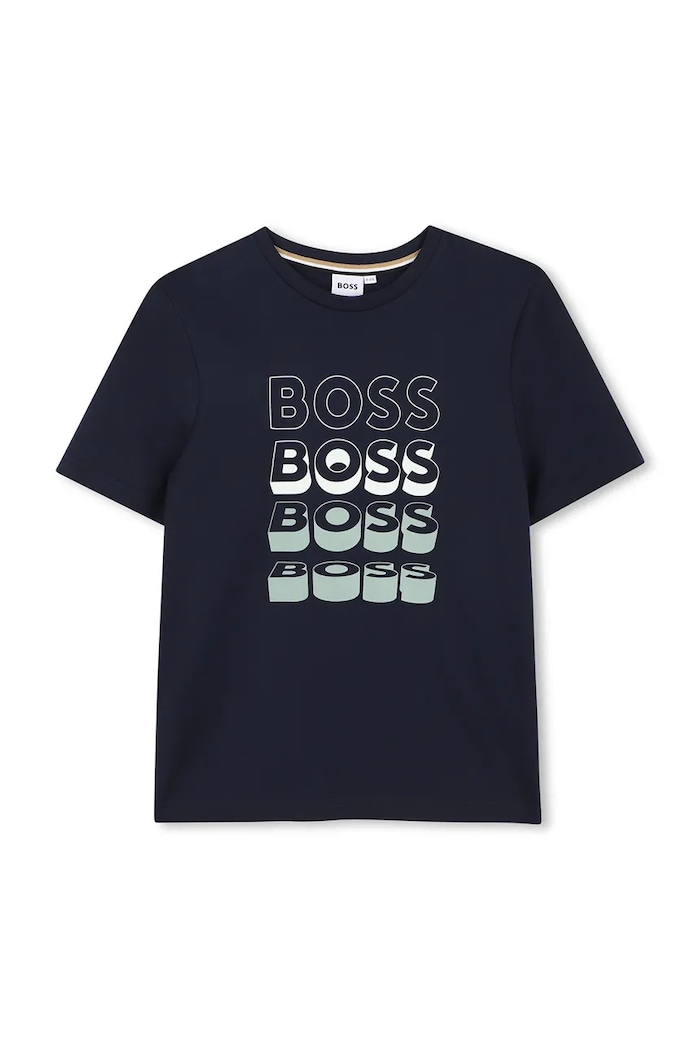 BOSS t-shirt bawełniany dziecięcy nadruk granatowy J52982.114.150