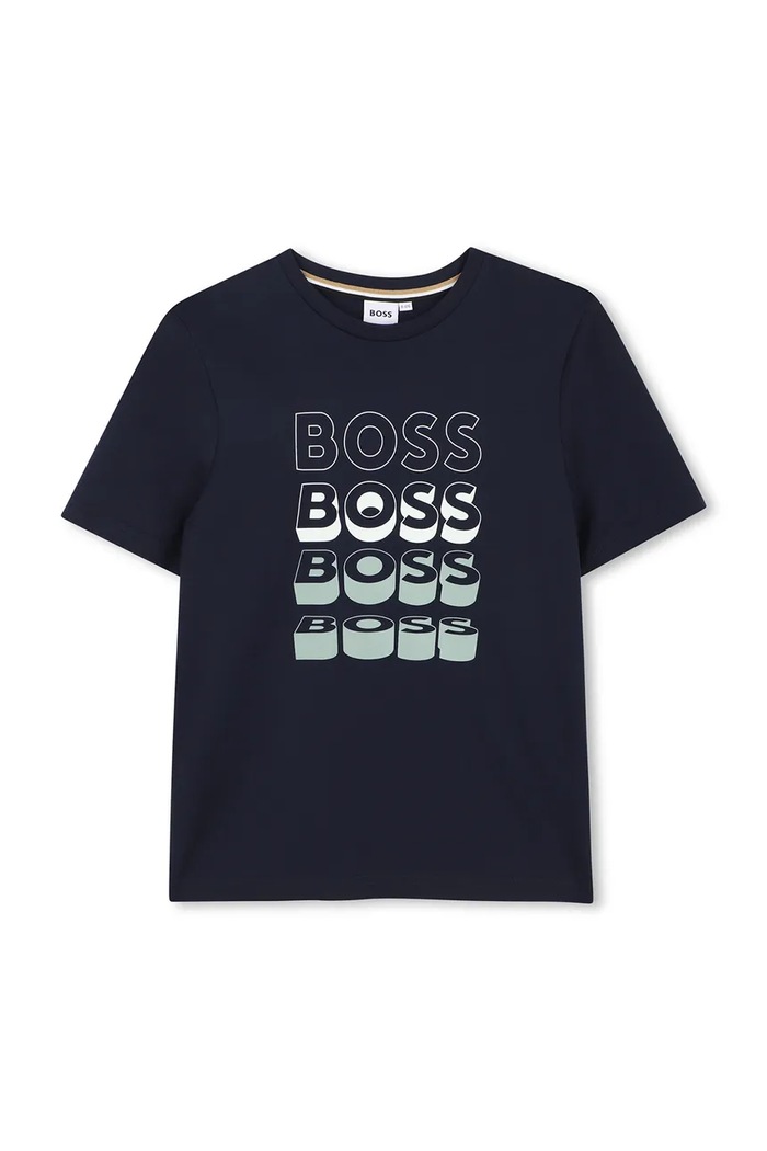 Detské bavlnené tričko BOSS bavlna tmavomodrá J52982.162.174