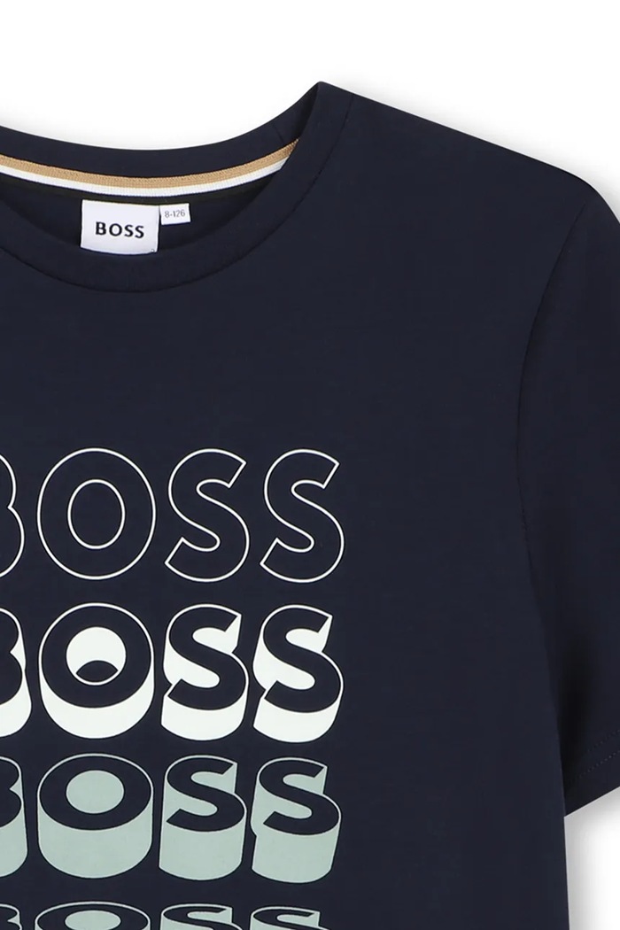Chlapec Detské bavlnené tričko BOSS J52982.162.174 tmavomodrá
