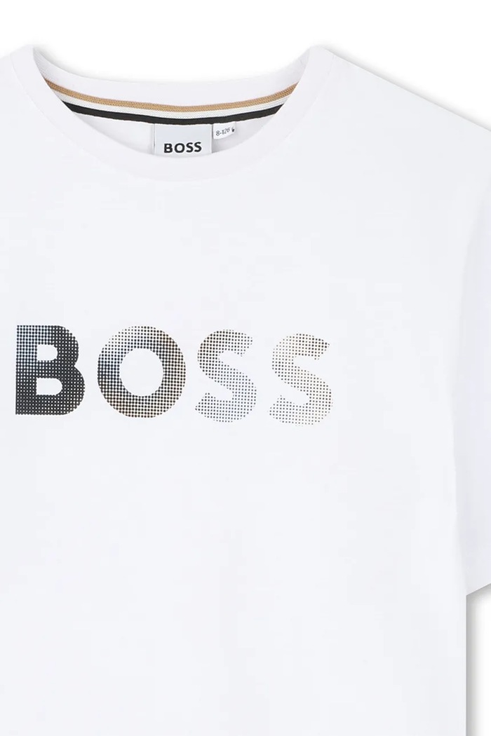 Chlapec Detské bavlnené tričko BOSS J52983.162.174 biela