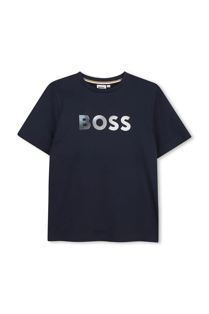 Detské bavlnené tričko BOSS bavlna tmavomodrá J52983.162.174