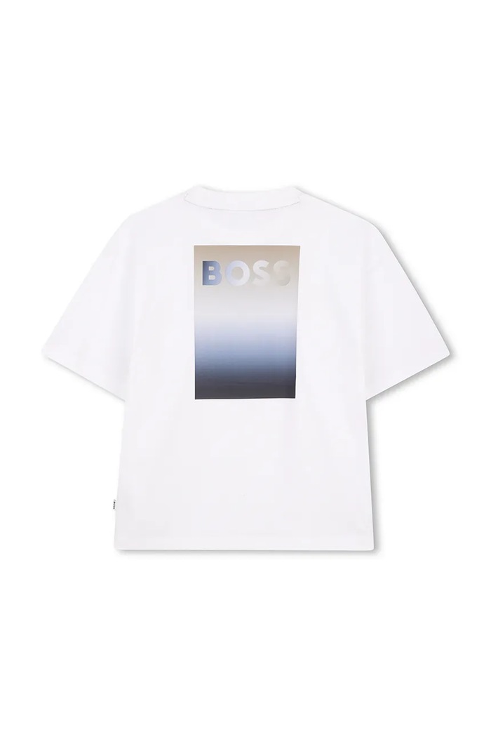 BOSS t-shirt bawełniany dziecięcy J52987.114.150 biały SS26