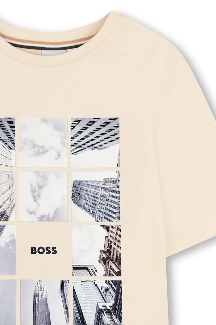 Detské bavlnené tričko BOSS béžová J52988.162.174
